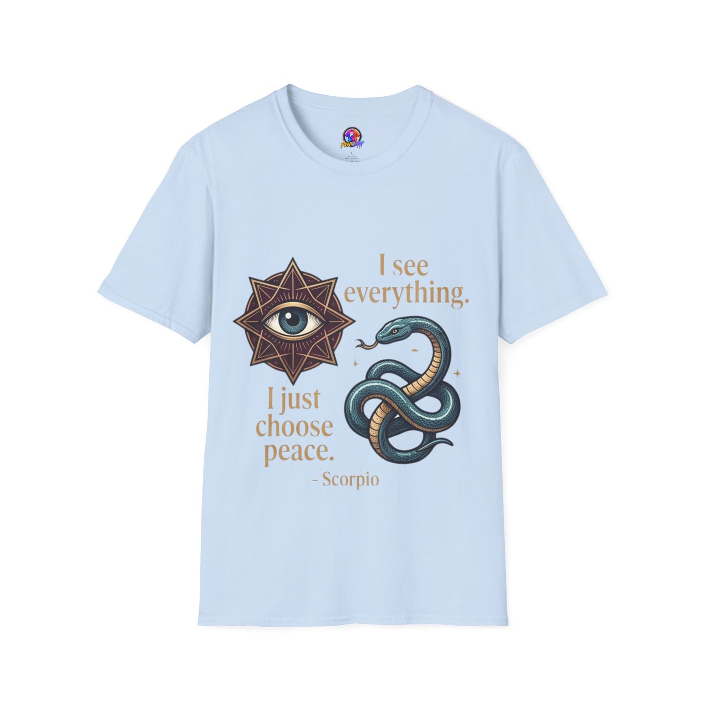 Scorpio “I See Everything” Zodiac T‑Shirt — Astrological Snake & All‑Seeing Eye Design
