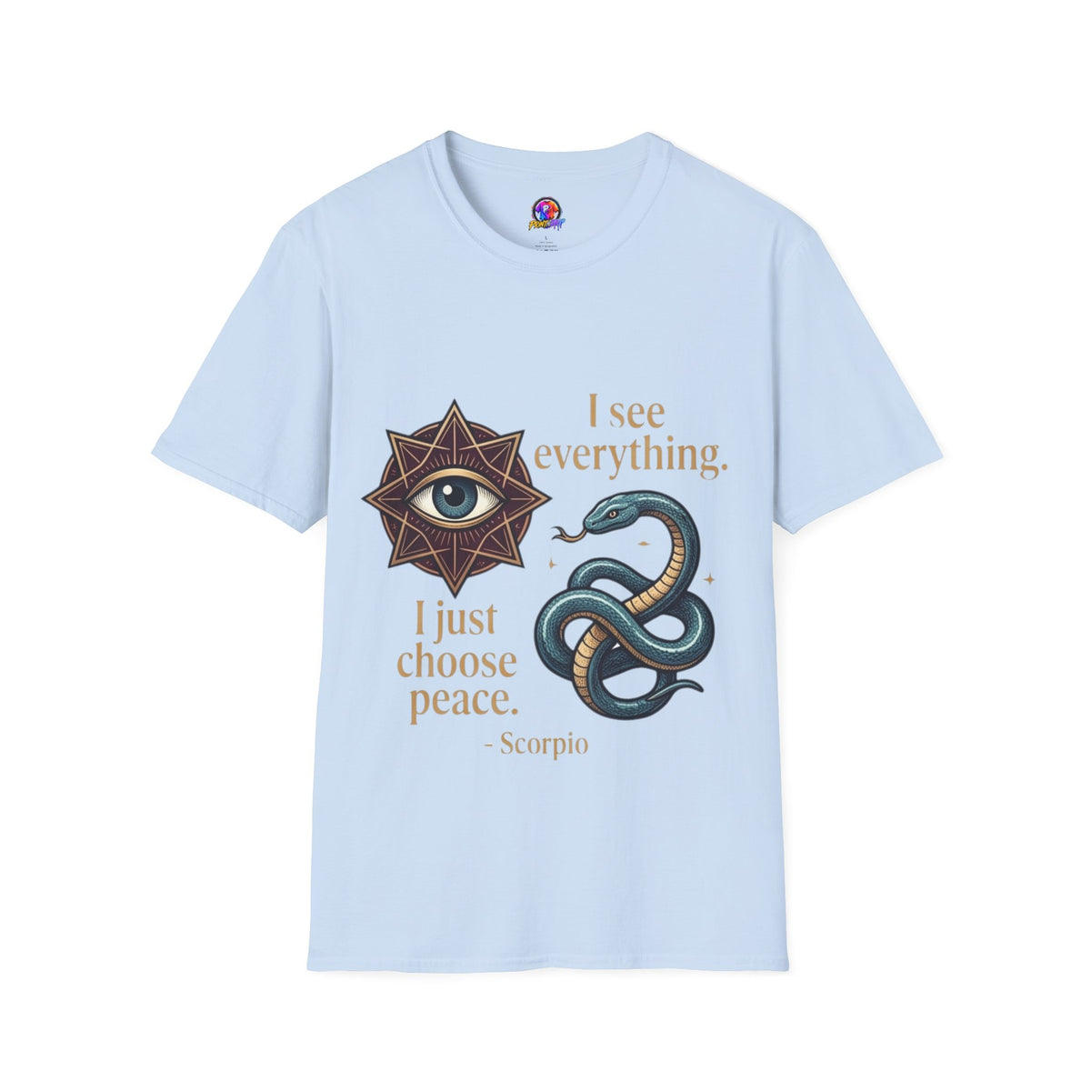 Scorpio “I See Everything” Zodiac T‑Shirt — Astrological Snake & All‑Seeing Eye Design