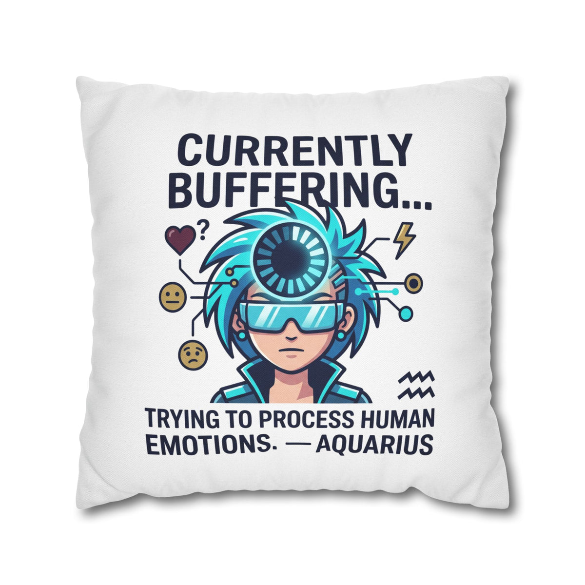 Aquarius Zodiac Spun Polyester Square Pillowcase