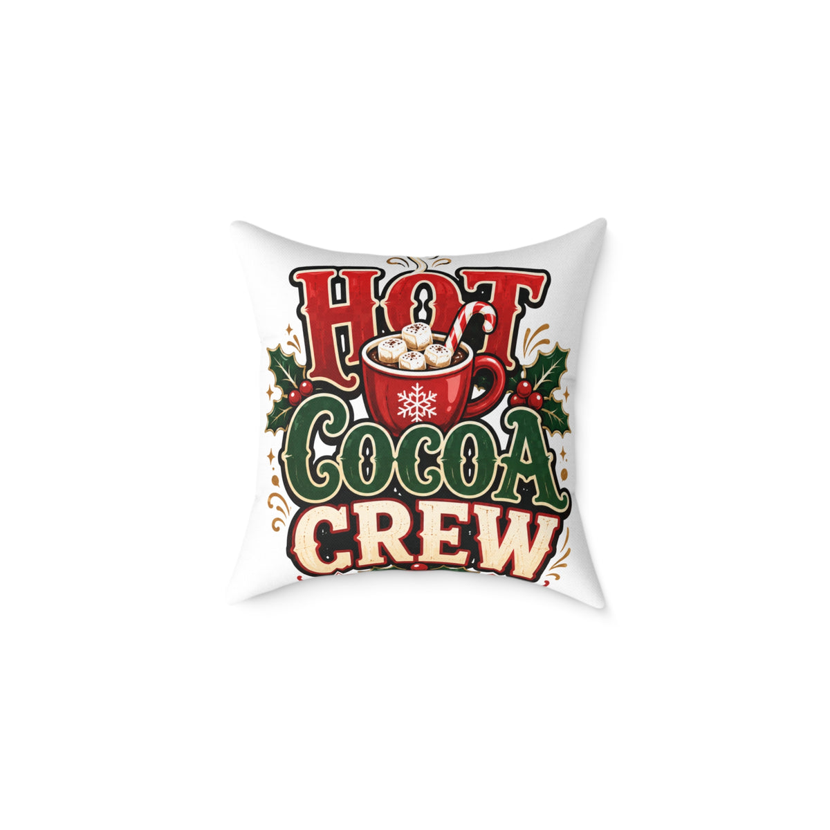 Christmas Hot Cocoa Crew Throw Pillow — Christmas Holiday Decorative Cushion