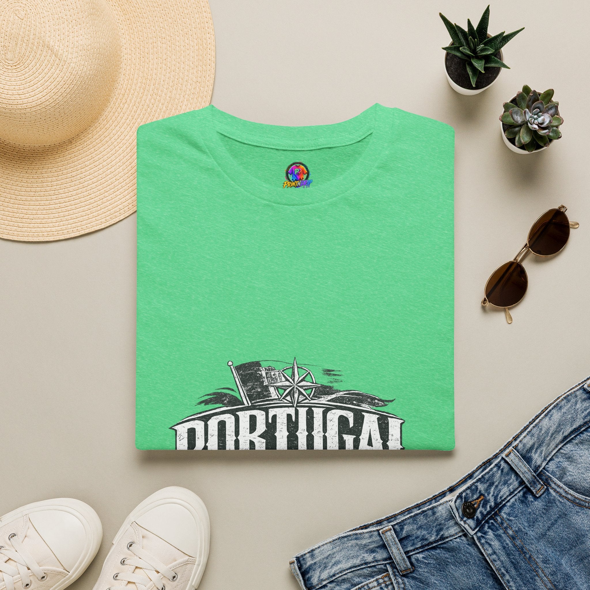 Portugal Vintage Compass T-Shirt — Nautical Travel Souvenir