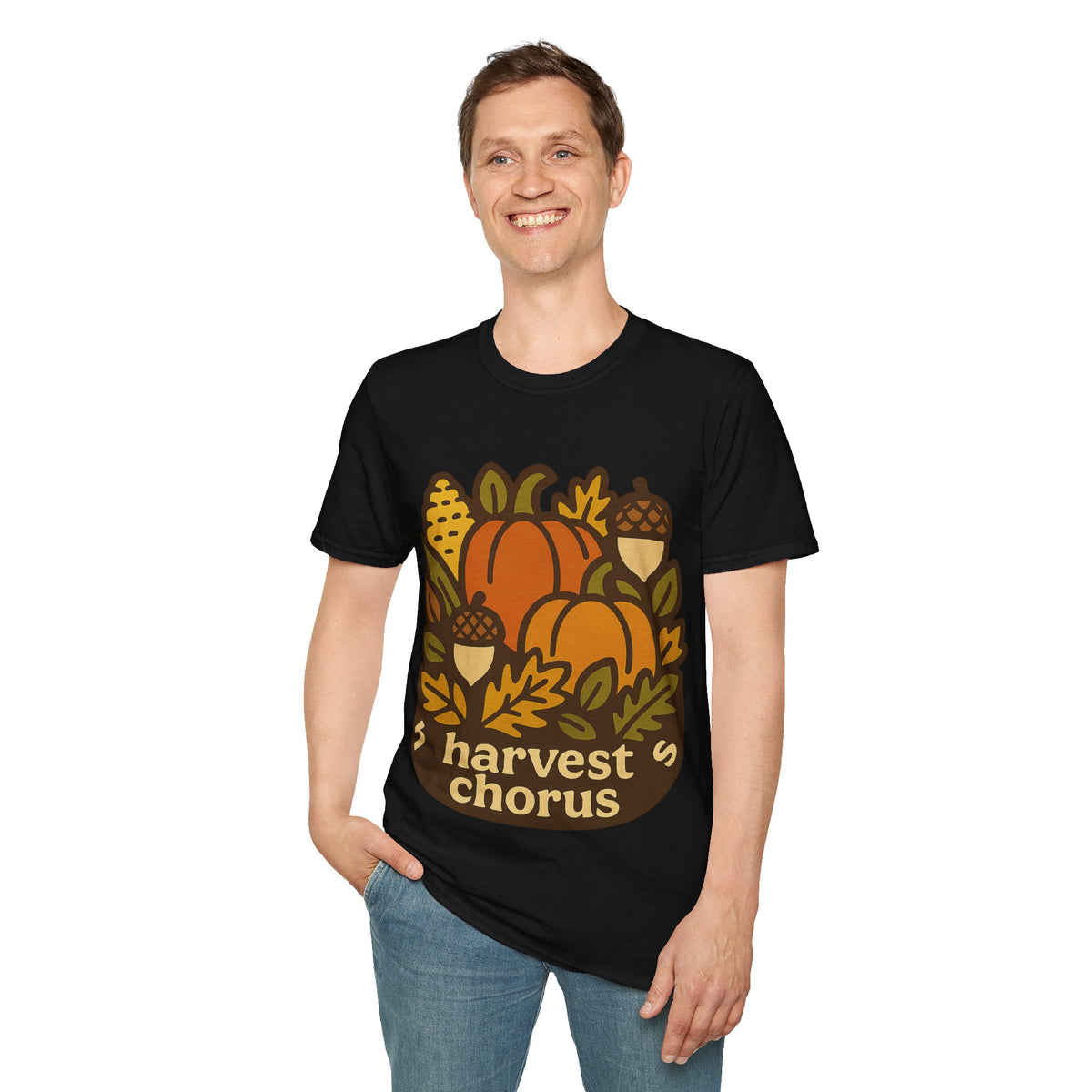 Harvest Chorus Retro Autumn Badge Tee - Cute Fall Pumpkin Graphic T-Shirt - Trending Now - September 2026