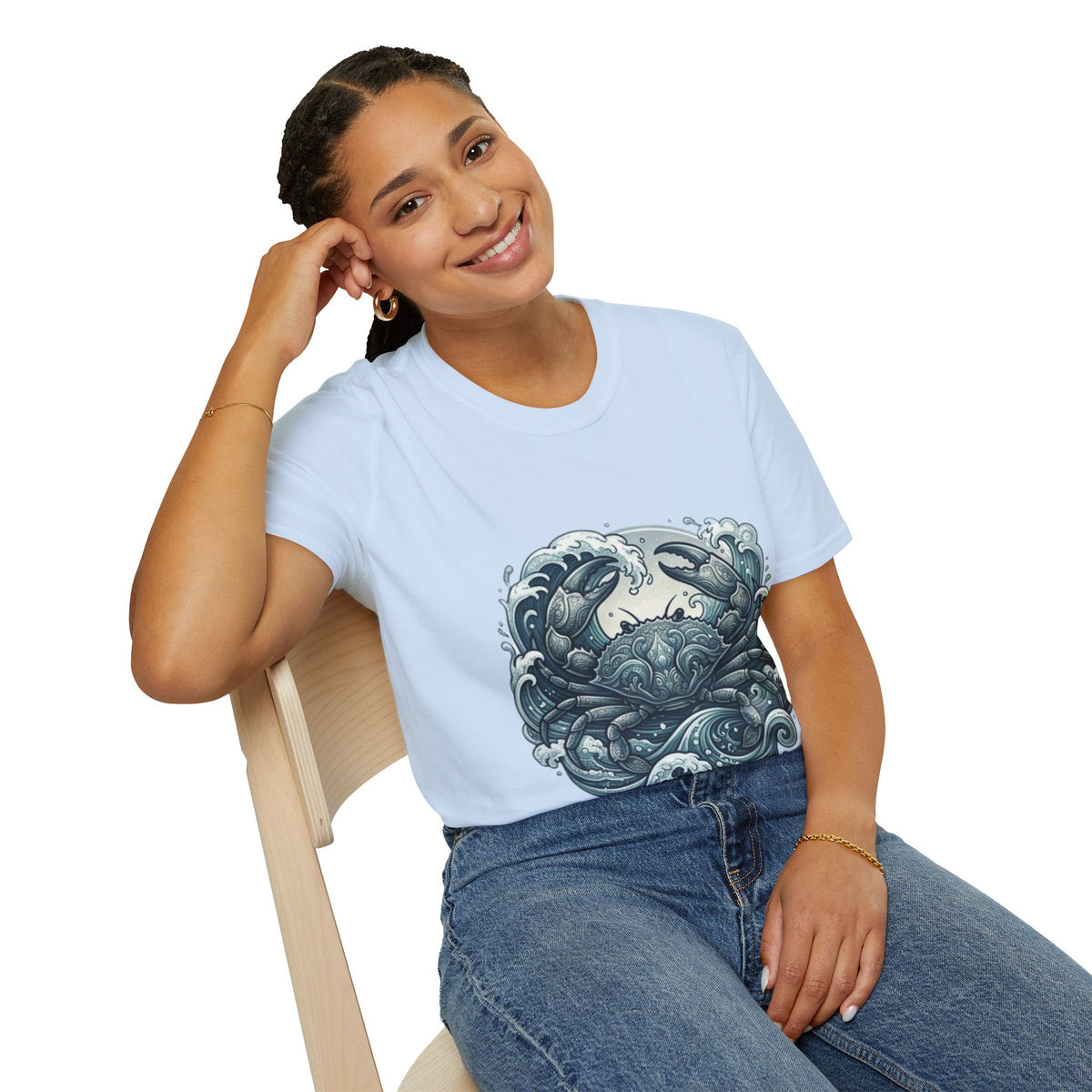 Crab and Waves Graphic T-Shirt — Coastal Oceanic Nautical Tee