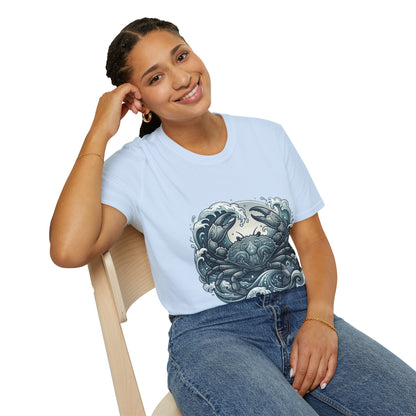 Crab and Waves Graphic T-Shirt — Coastal Oceanic Nautical Tee