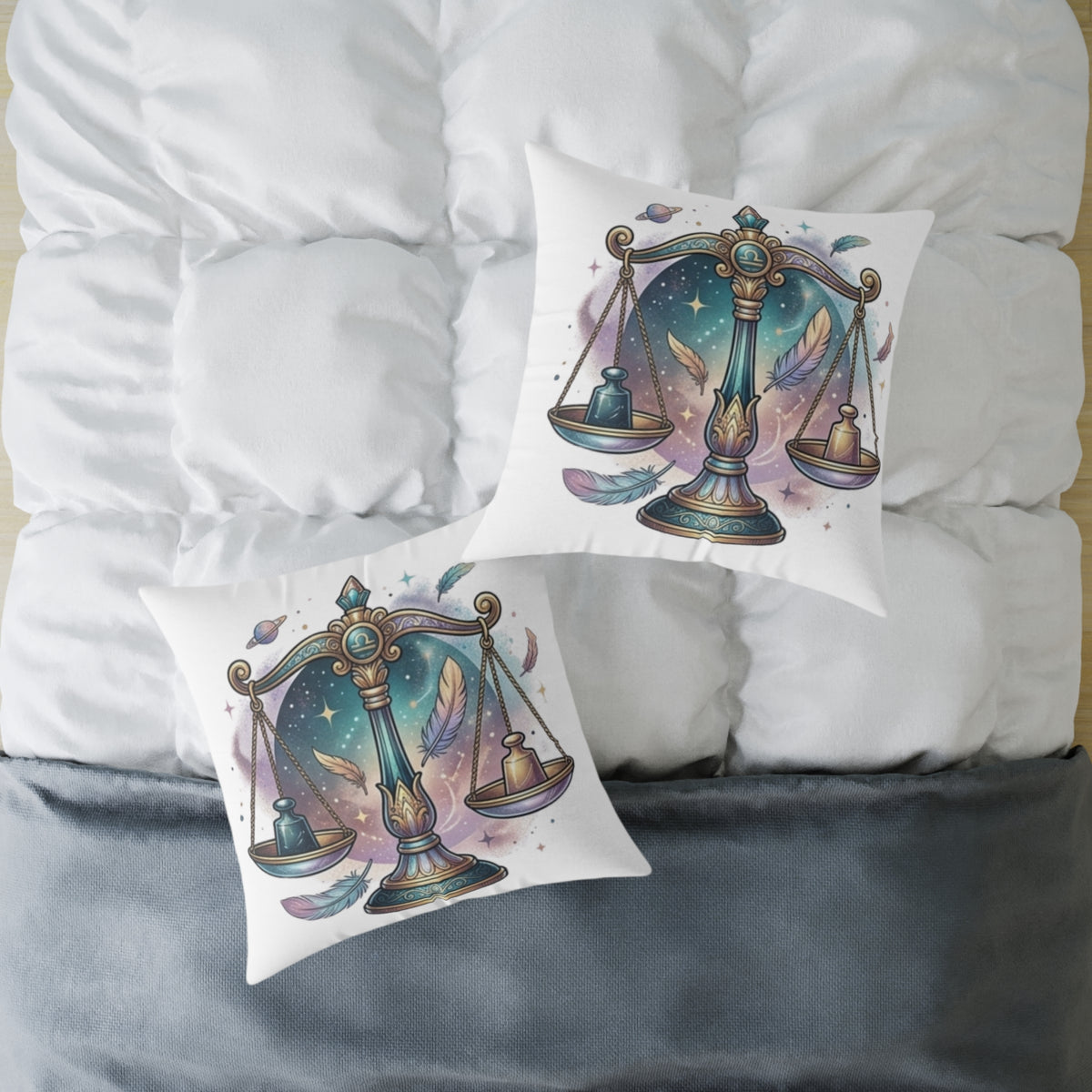 Balance Libra Zodiac Pillow  Astrological Square Poly Canvas Pillow