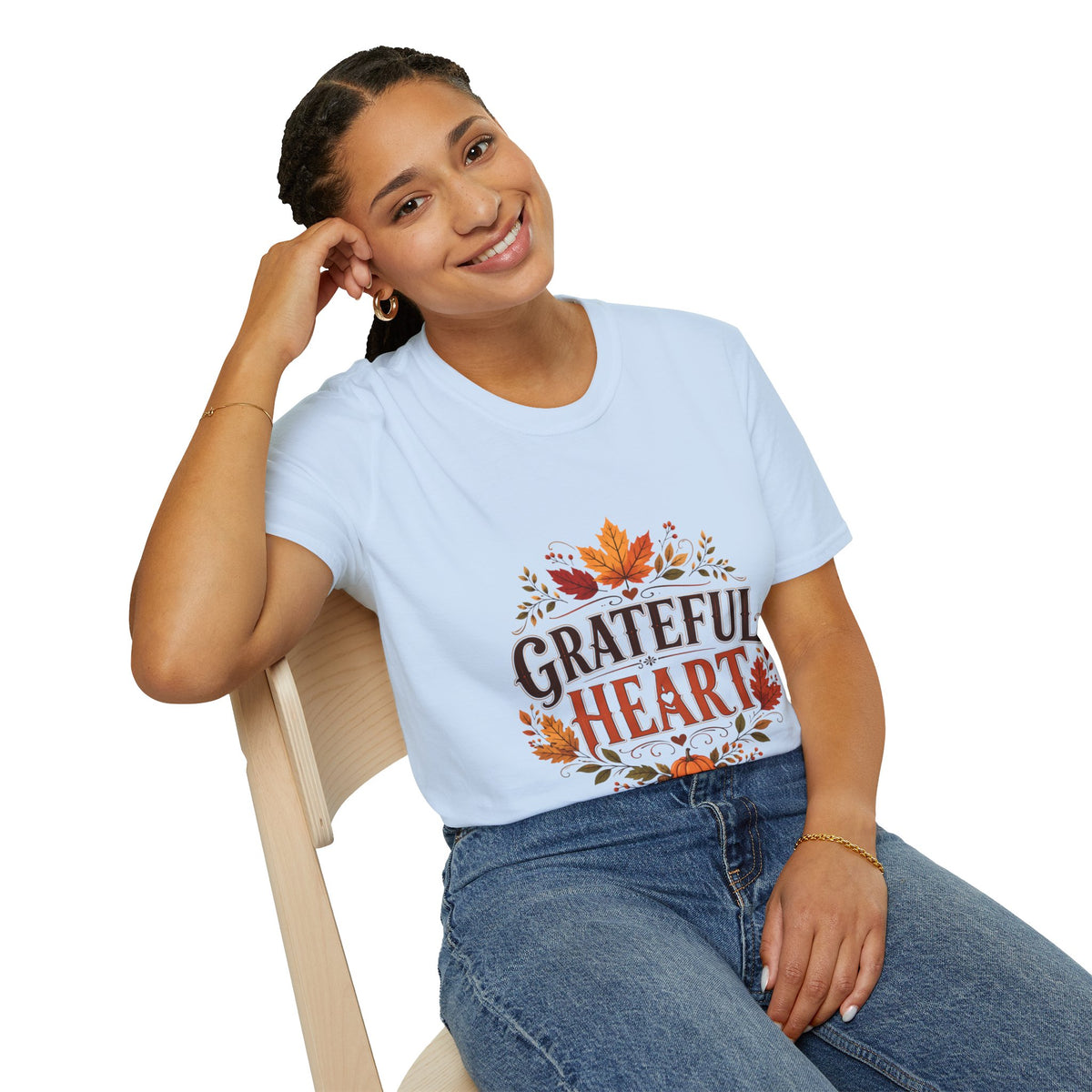 Thanksgiving T-Shirt Grateful Heart T-Shirt — Autumn Leaves Thanksgiving Tee