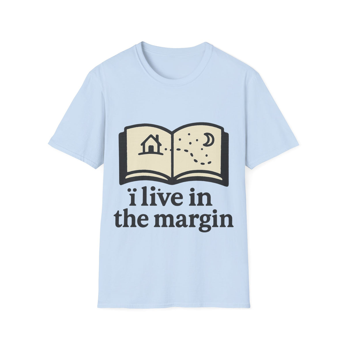 "I Live In The Margin" Bookworm Tee | Cute Celestial Book Graphic T-Shirt - Trending Now - September 2026