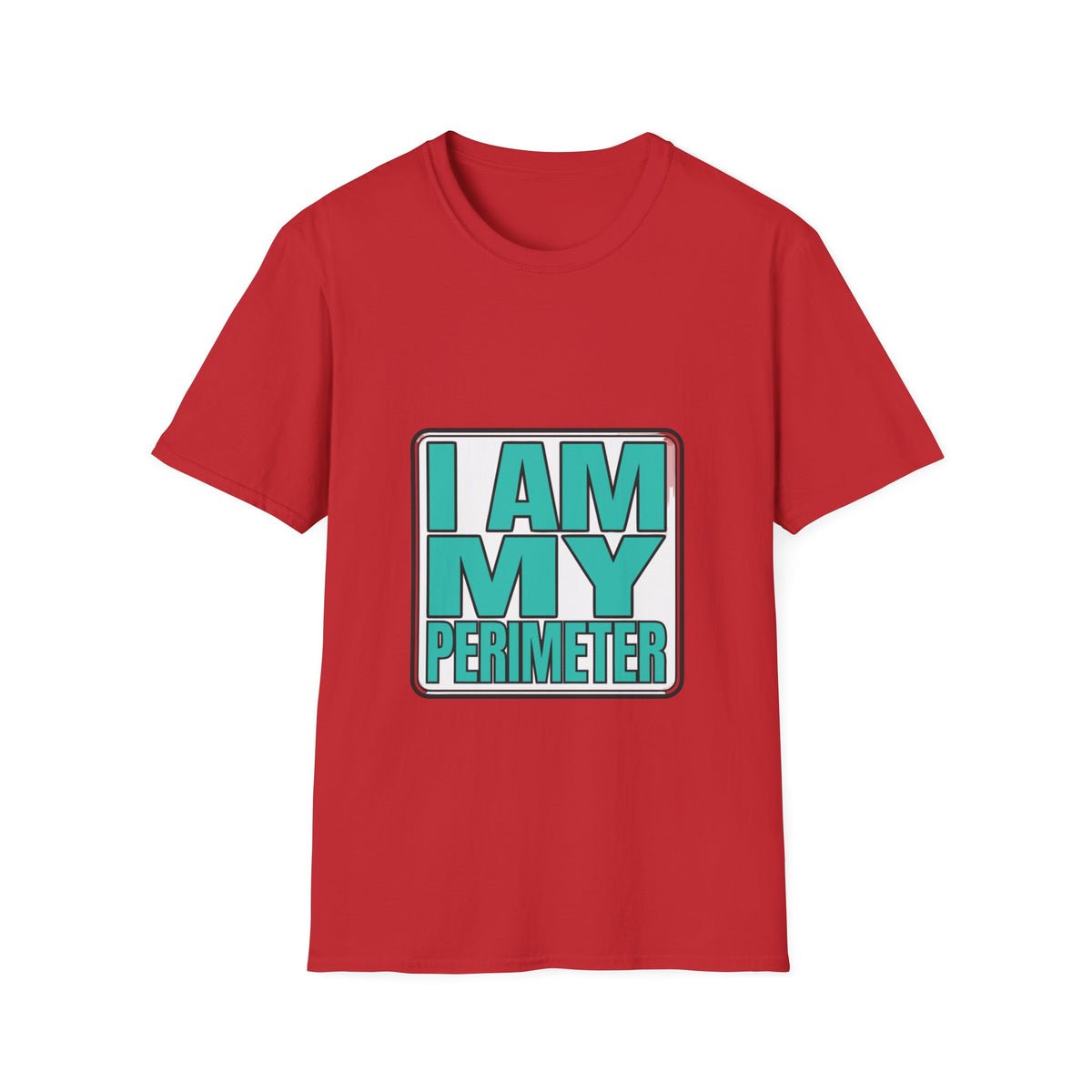 I Am My Perimeter Teal Block Badge T-Shirt - Minimalist Graphic Quote Tee - Trending Now - September 2026