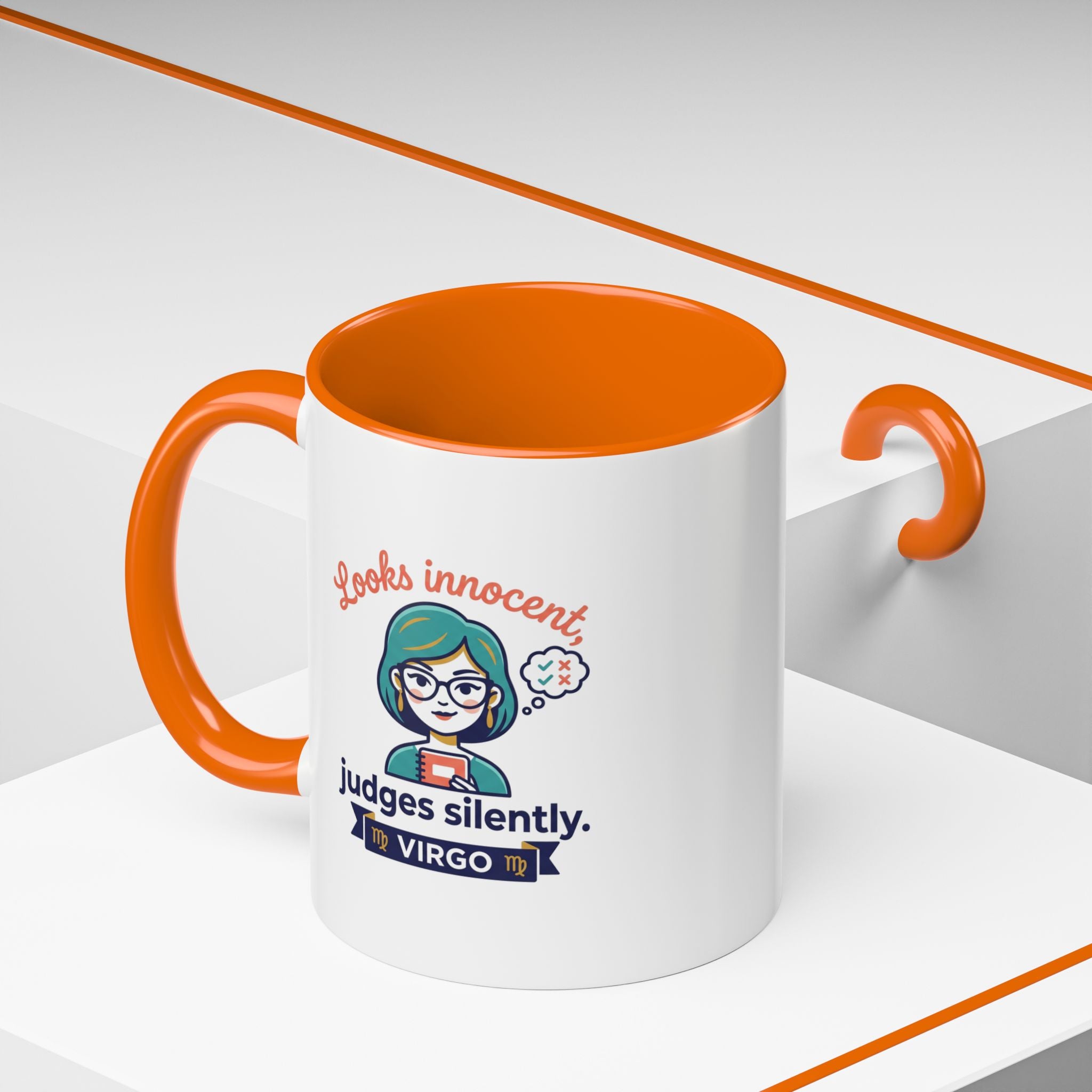 Virgo Accent Coffee Mug - "Looks Innocent, Judges Silently" Zodiac Astrology Gift
