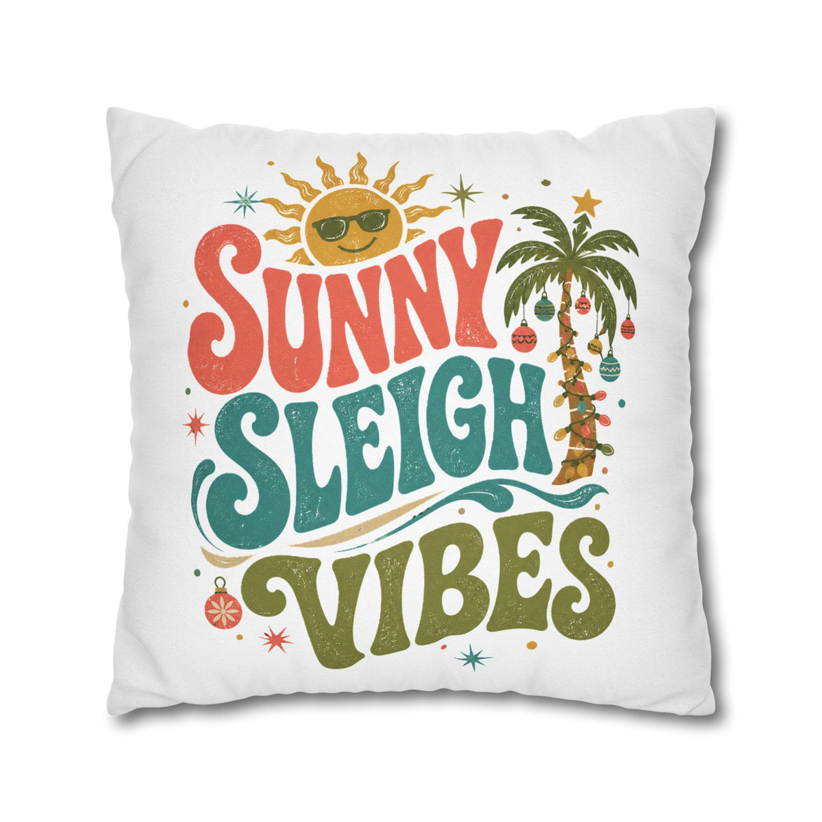Sunny Sleigh Vibes Decorative Pillowcase Modern Day Christmas