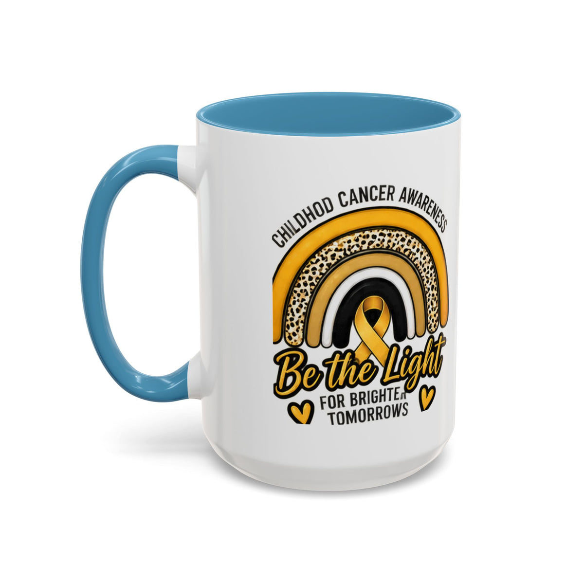 Childhood Cancer Awareness Accent Coffee Mug — "Be the Light" 11/15oz