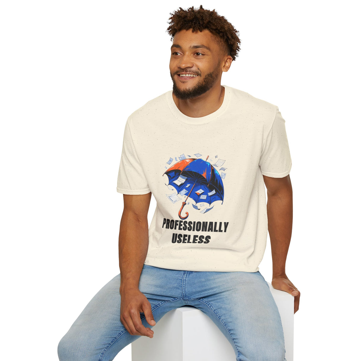 Professionally Useless T-Shirt — Illustrated Umbrella Graphic - Trending Now - August 2026