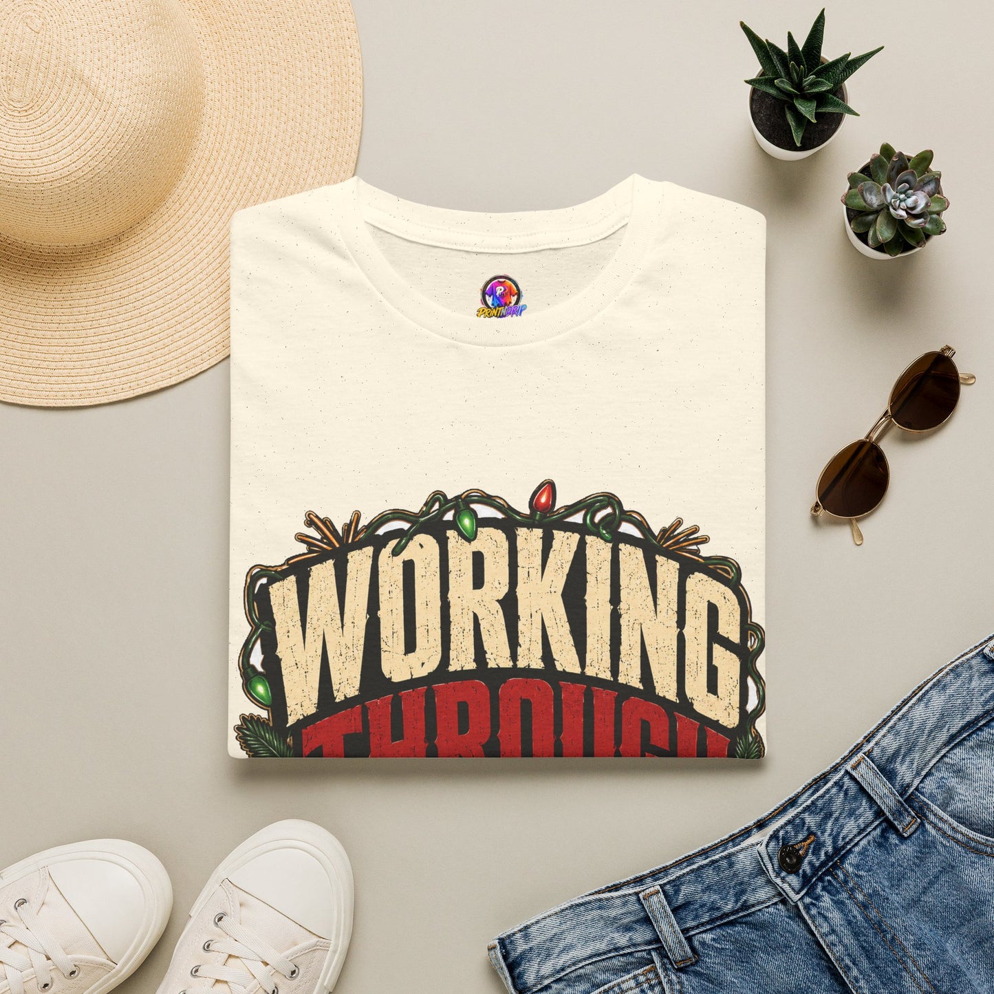 Working Through Christmas T-Shirt — Funny Holiday Nurse/Worker Gift