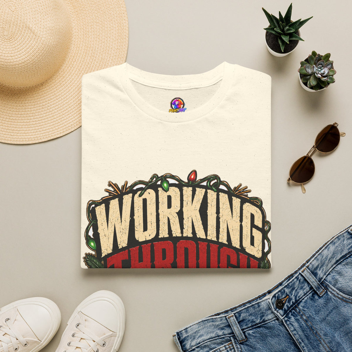 Working Through Christmas T-Shirt — Funny Holiday Nurse/Worker Gift