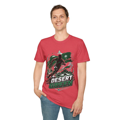 Saudi Arabia Desert Green Soccer T-Shirt — Silhouette Player Graphic