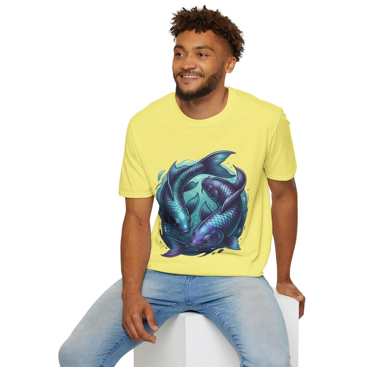 Pisces Zodiac Koi Fish Tee — Yin Yang Aquatic Graphic T-Shirt