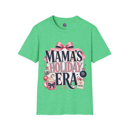 Mama's Holiday Era T-Shirt — Festive Pink Bow Christmas Tee for Moms