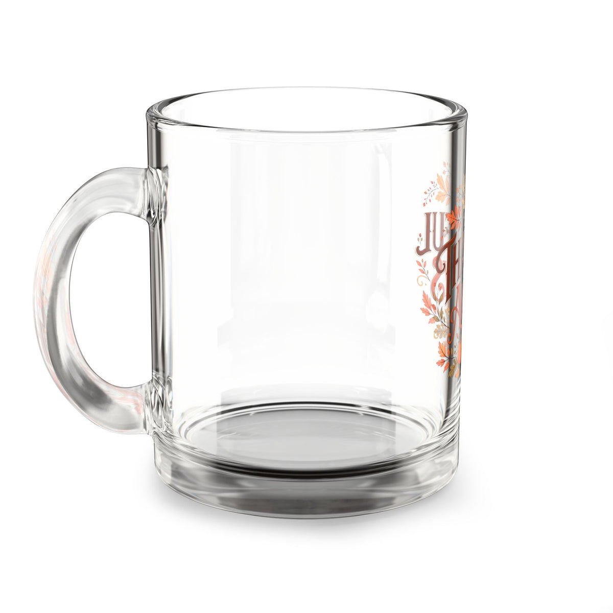 Glass Mug — "Thankful Always" Autumn Thanksgiving Coffee Cup
