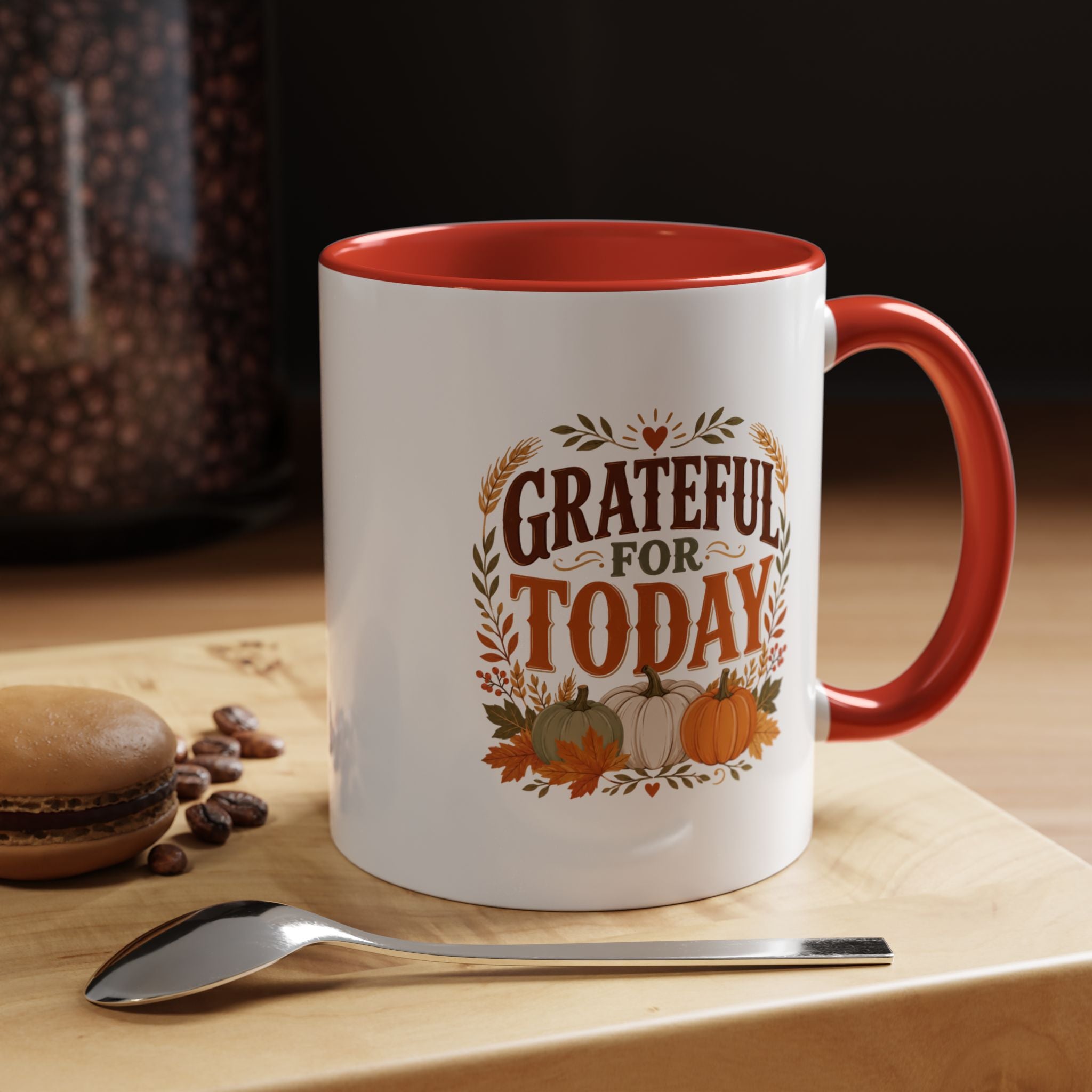 Thanksgiving Mug Grateful For Today Coffee Mug — Thanksgiving Pumpkin Fall Ceramic Accent Mug
