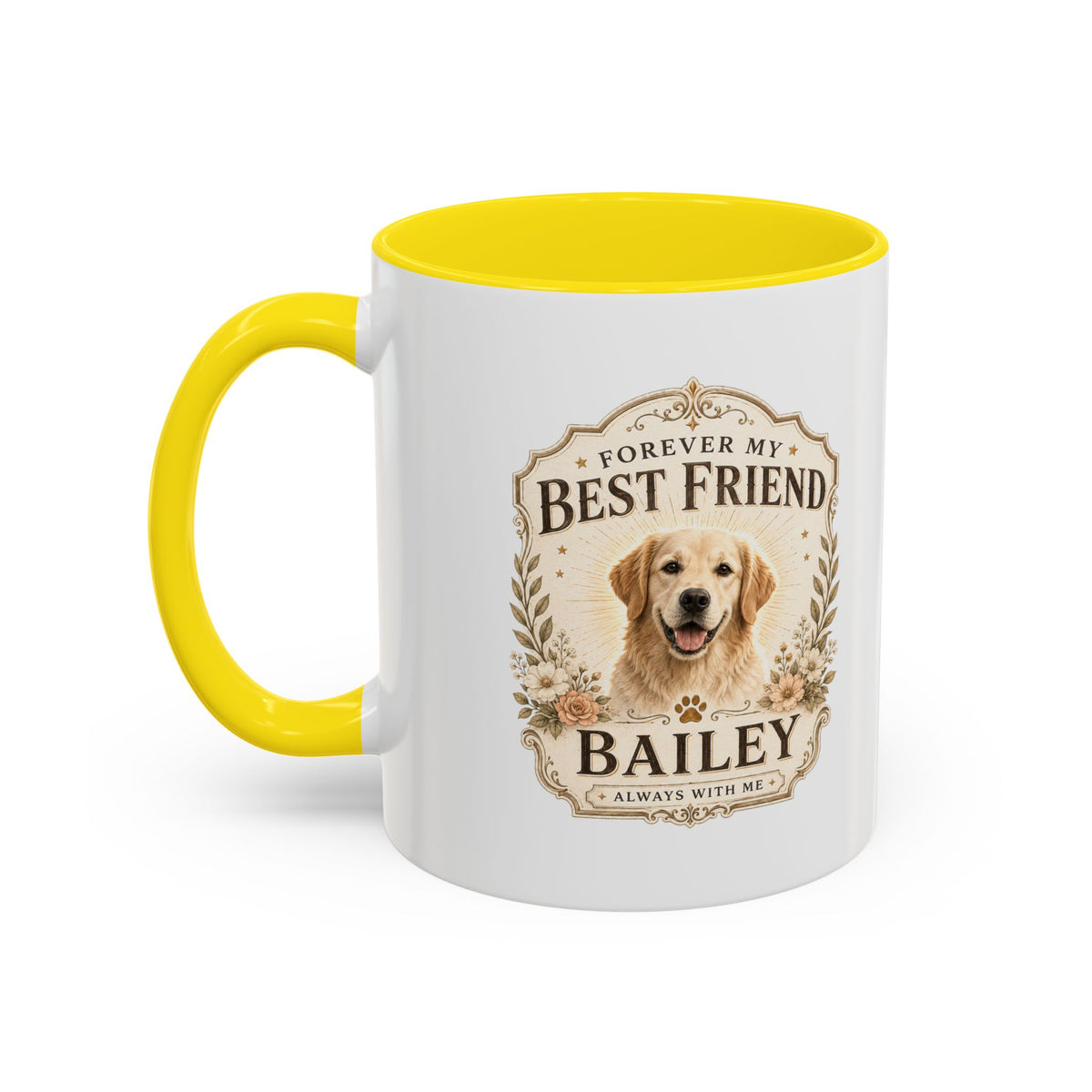 Milo Bailey Dog Dad Mom Forever My Best Friend Dog Coffee Mug — Personalized Pet Name Accent Mug