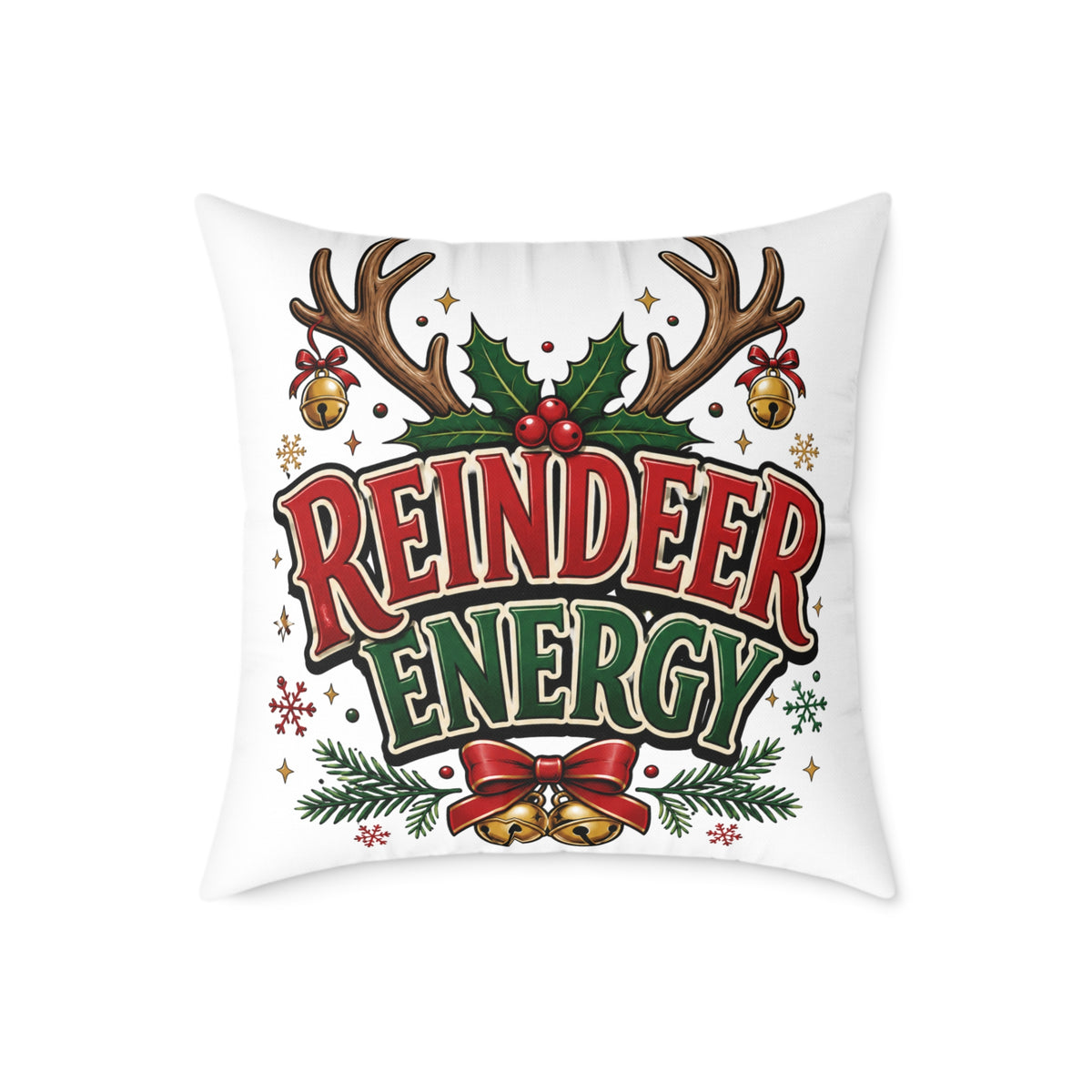 Reindeer Energy Christmas Throw Pillow