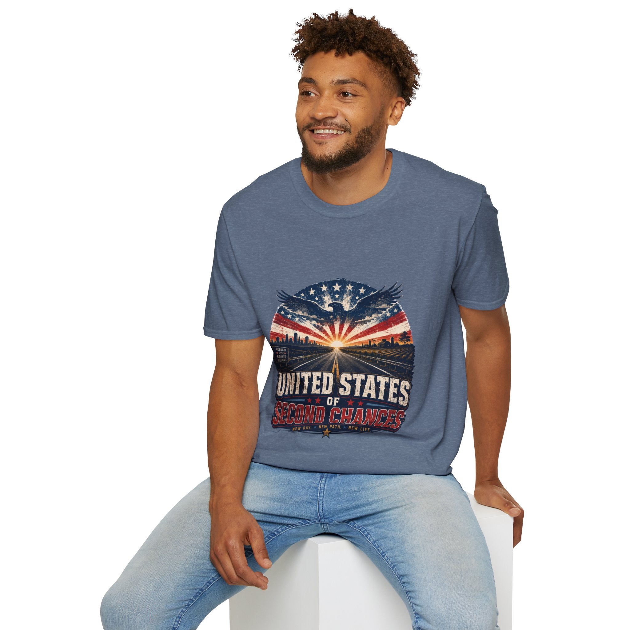 Patriotic Eagle T-Shirt — United States Skyline Vintage Flag Design