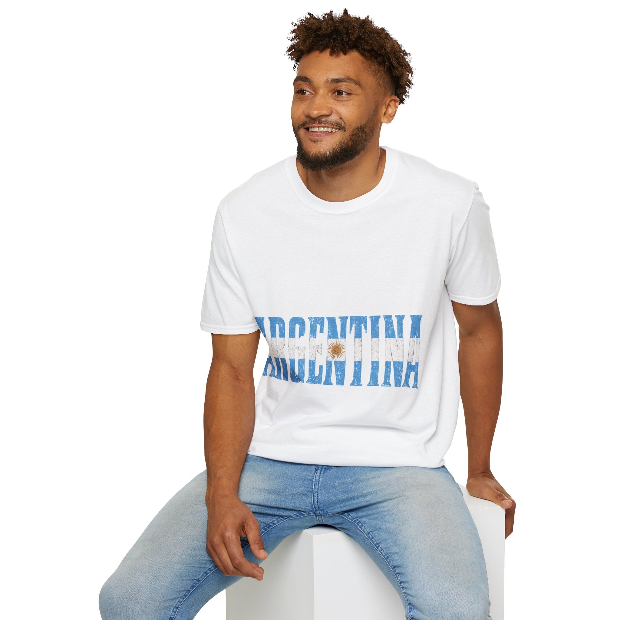 Argentina Beach Vibes T-Shirt — Distressed Blue "ARGENTINA" Graphic