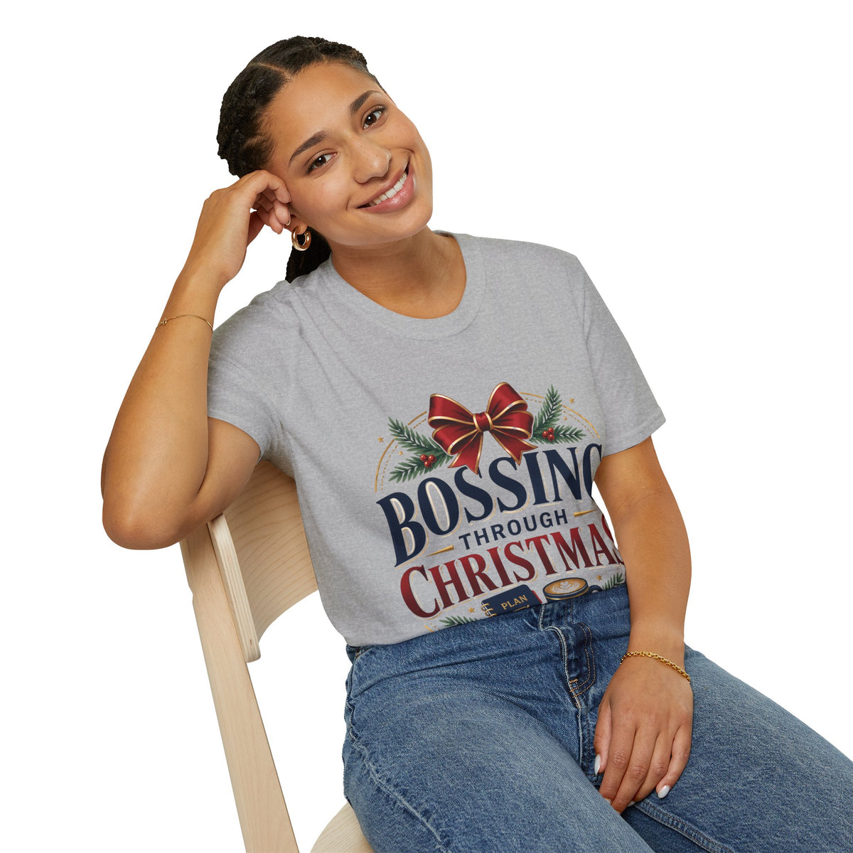 Christmas “Bossing Through Christmas” T‑Shirt — Funny Holiday Boss Gift
