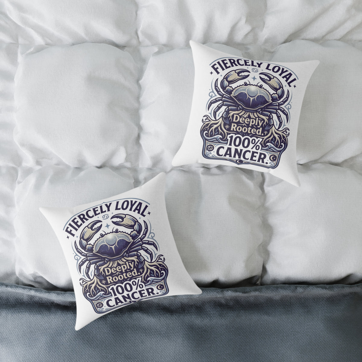 Cancer Zodiac Fiercely Loyal Square Poly Canvas Pillow