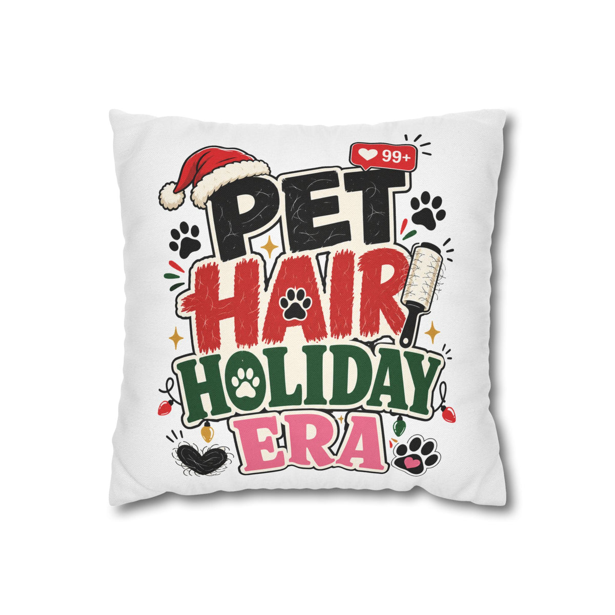 Pet Hair Holiday Pillowcase  Modern Day Christmas — Cute Christmas Pet Lover Decor