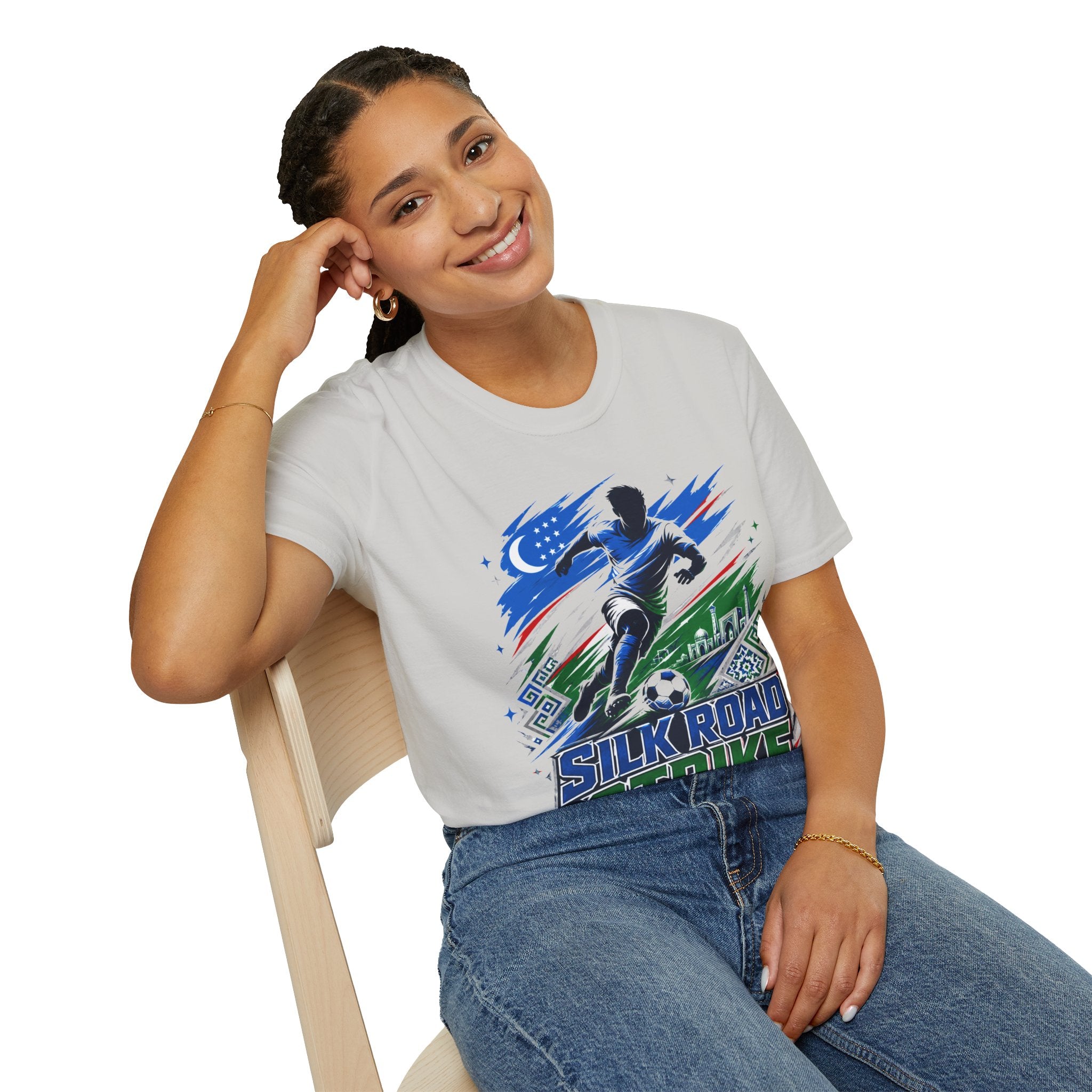 Silk Road Strike Soccer T-Shirt — Uzbekistan Football Graphic Tee