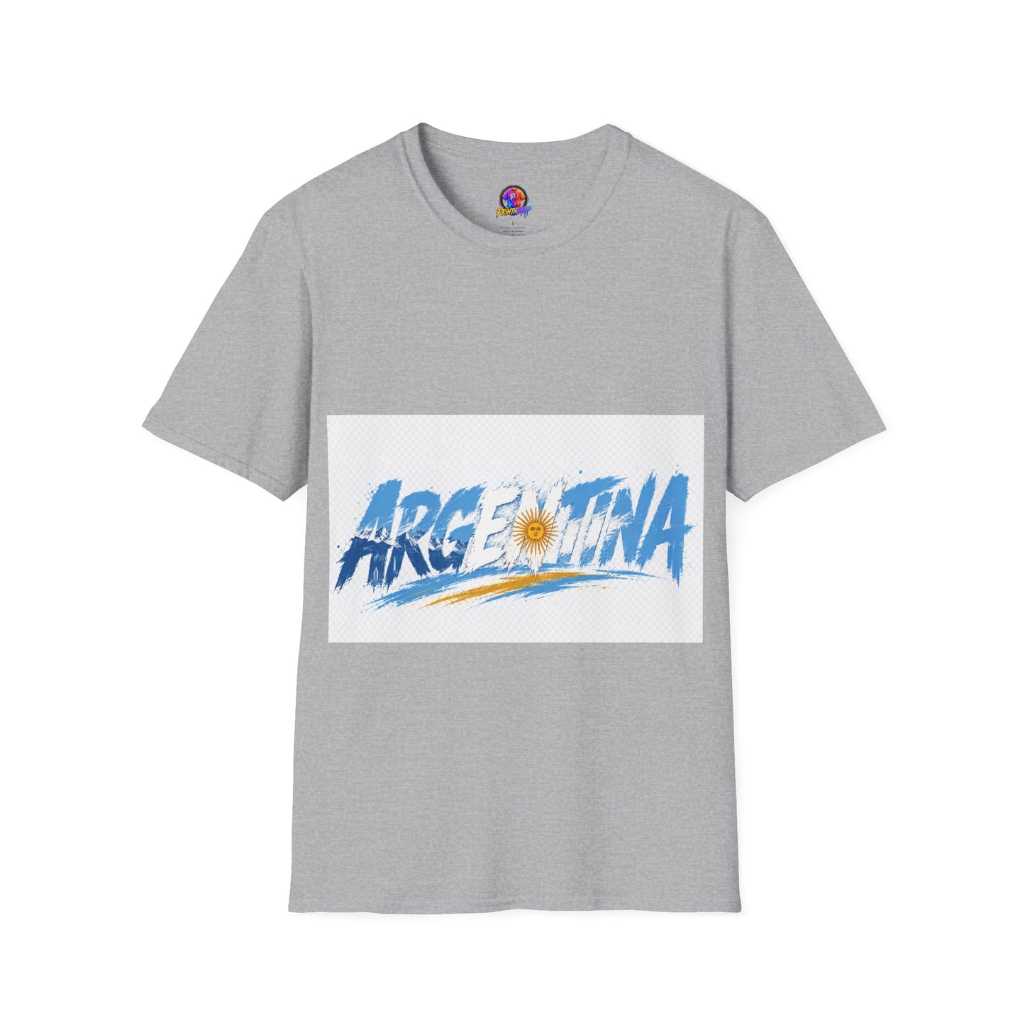 Argentina Graphic T-Shirt — Argentina Typography Tee with Sun & Flag Colors