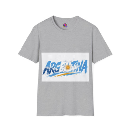 Argentina Graphic T-Shirt — Argentina Typography Tee with Sun & Flag Colors