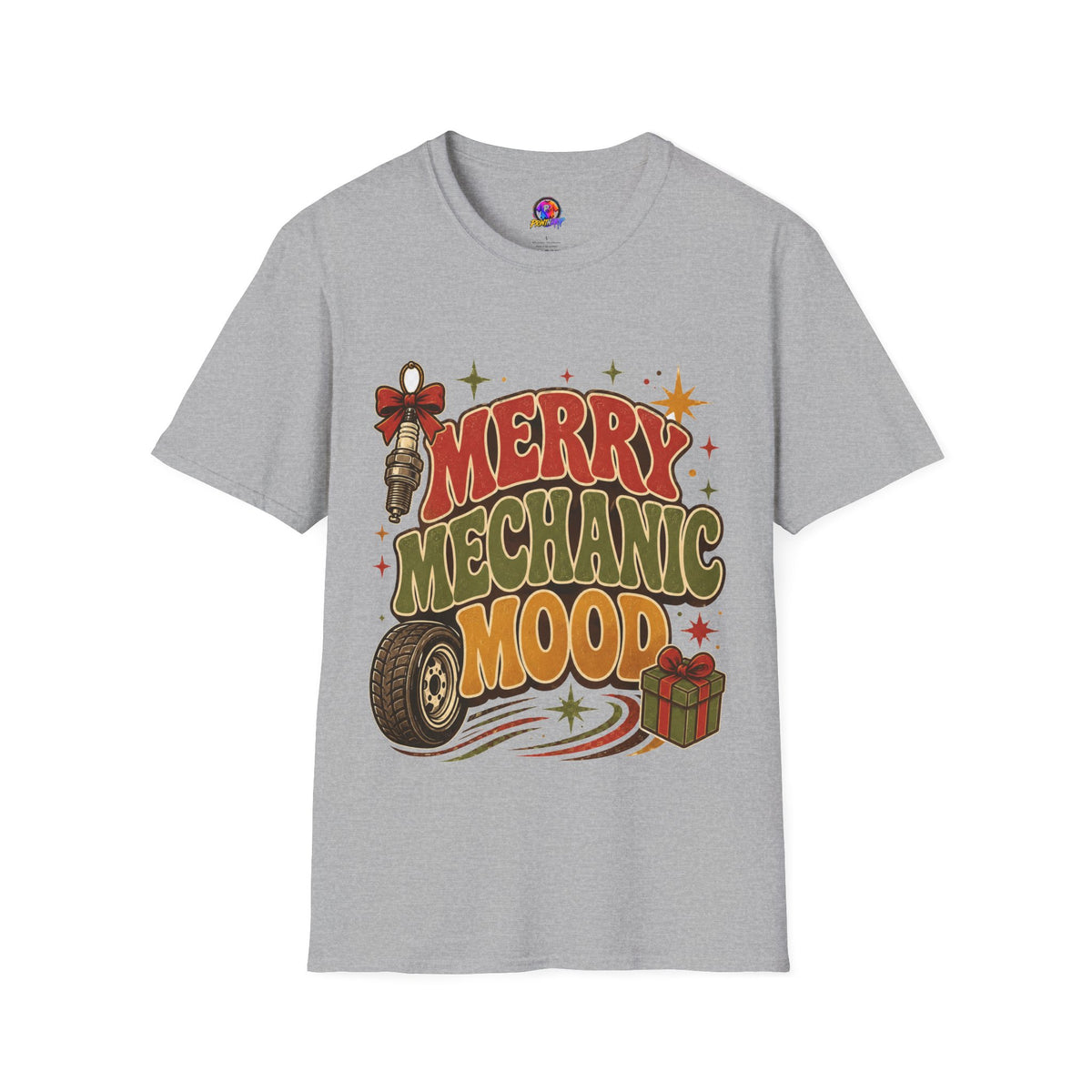 Merry Mechanic Mood T‑Shirt — Retro Holiday Auto Technician Gift