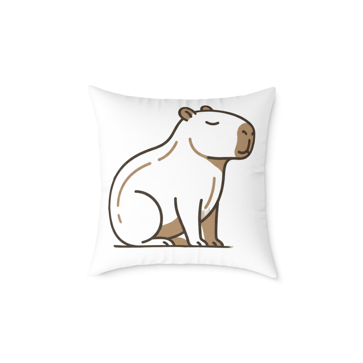 Funny Capybara Cartoon Square Throw Pillow – Cute Relaxed Capybara Decorative Cushion