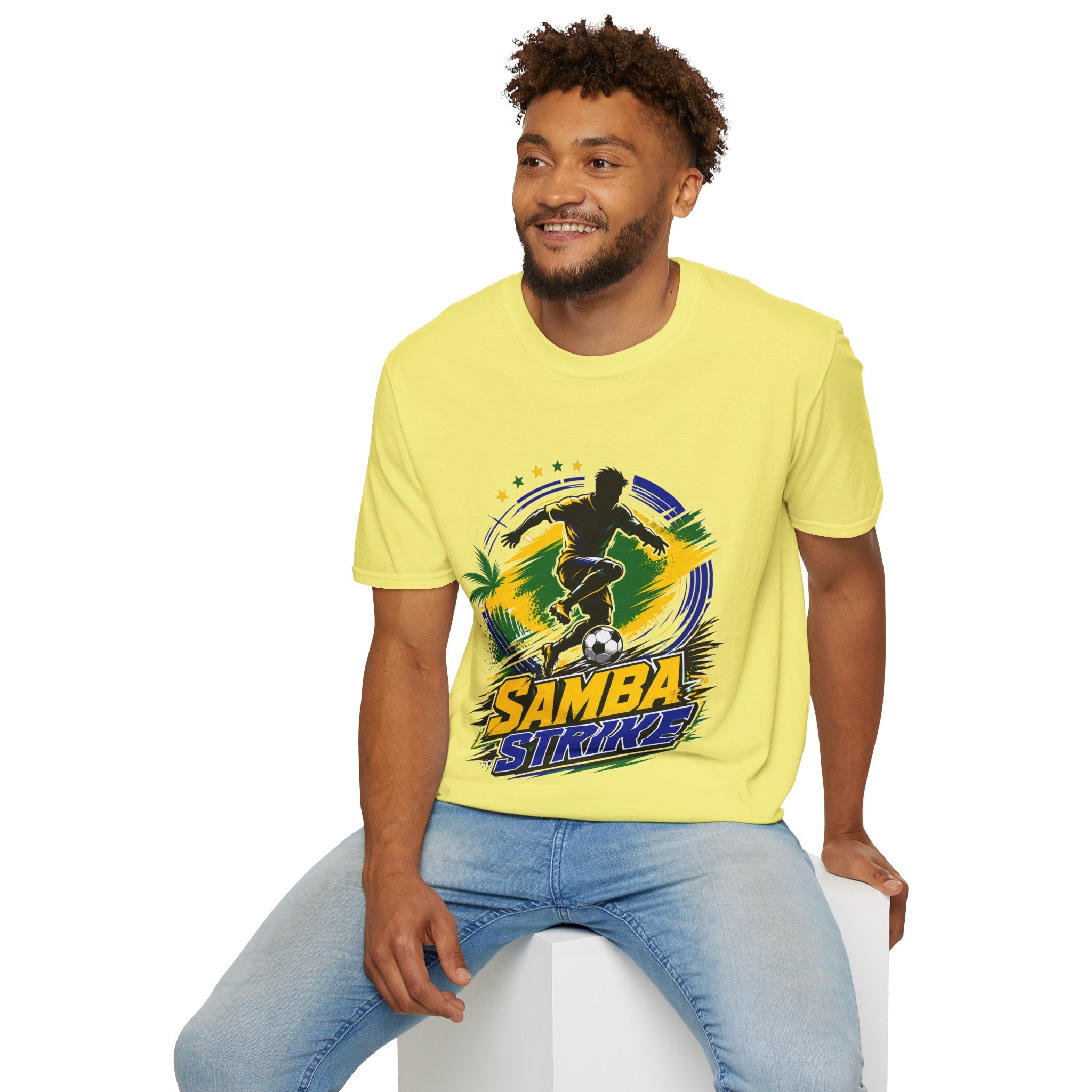 Brazil  Samba Strike Soccer T-Shirt — Brazilian Football Player Graphic Tee