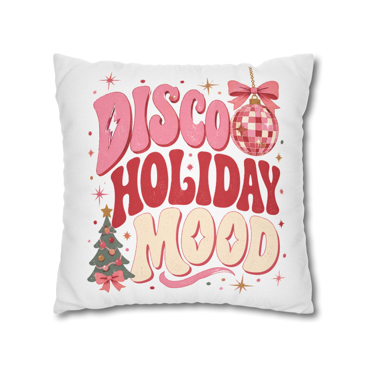 Holiday Pillowcase — 'Disco Holiday Mood' Retro Christmas Decor Modern Day Christmas