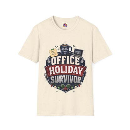 Office Holiday Survivor T-Shirt — Coffee, Deadlines & Cheer Work Shirt