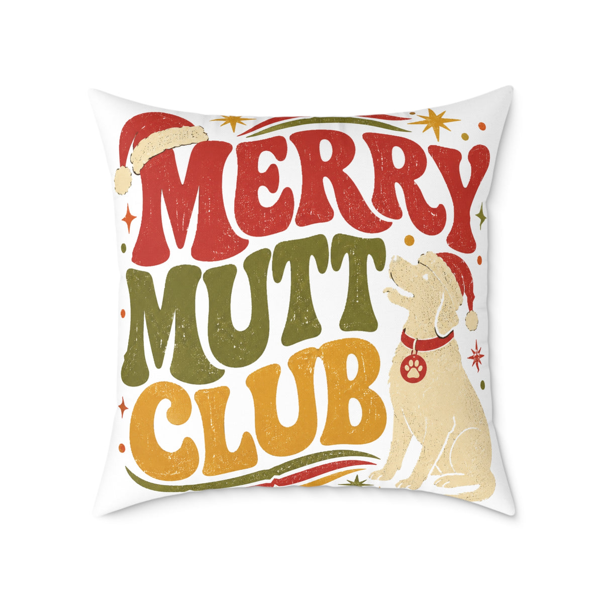 Merry Mutt Club Holiday Modern Day Christmas  Pillow