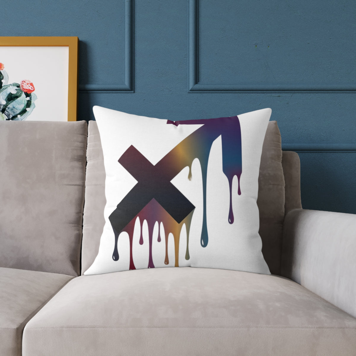 Dripping Sagittarius Zodiac Astrological Square Poly Canvas Pillow