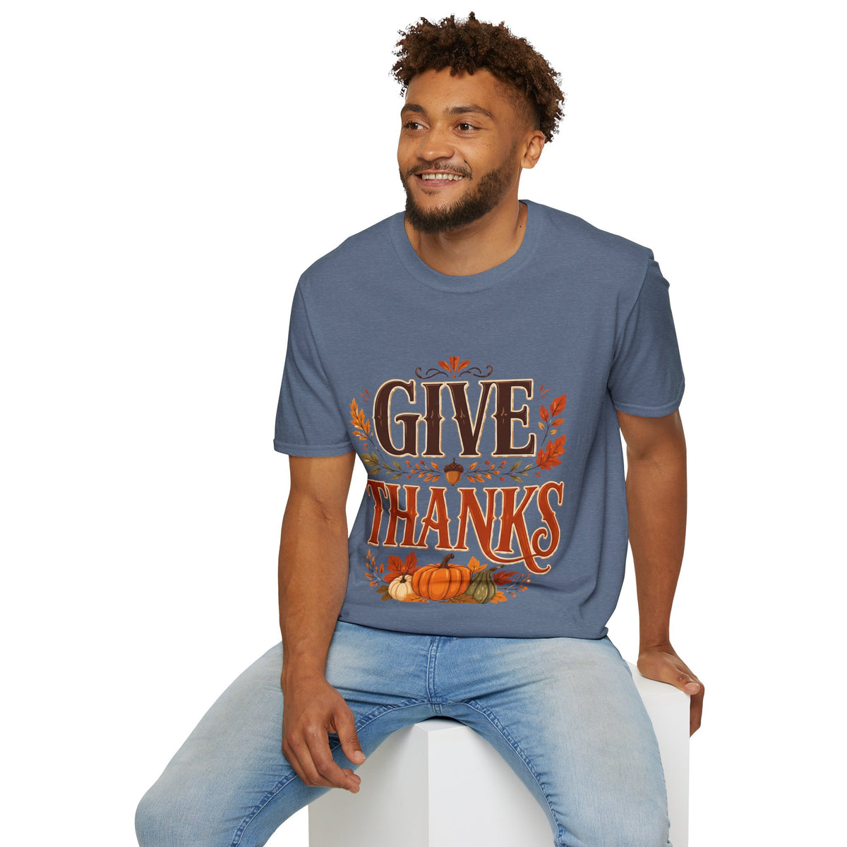 Thanksgiving T-Shirt Give Thanks T-Shirt — Autumn Thanksgiving Graphic Tee