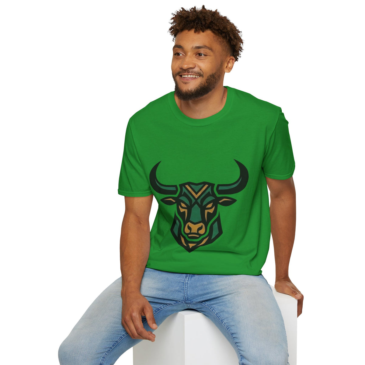 Taurus Bull Head T-Shirt — Geometric Tribal Bull Graphic Tee