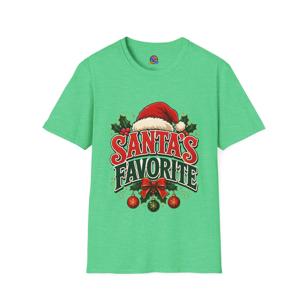 Santa's Favorite T-Shirt — Festive Christmas Tee with Santa Hat & Holly