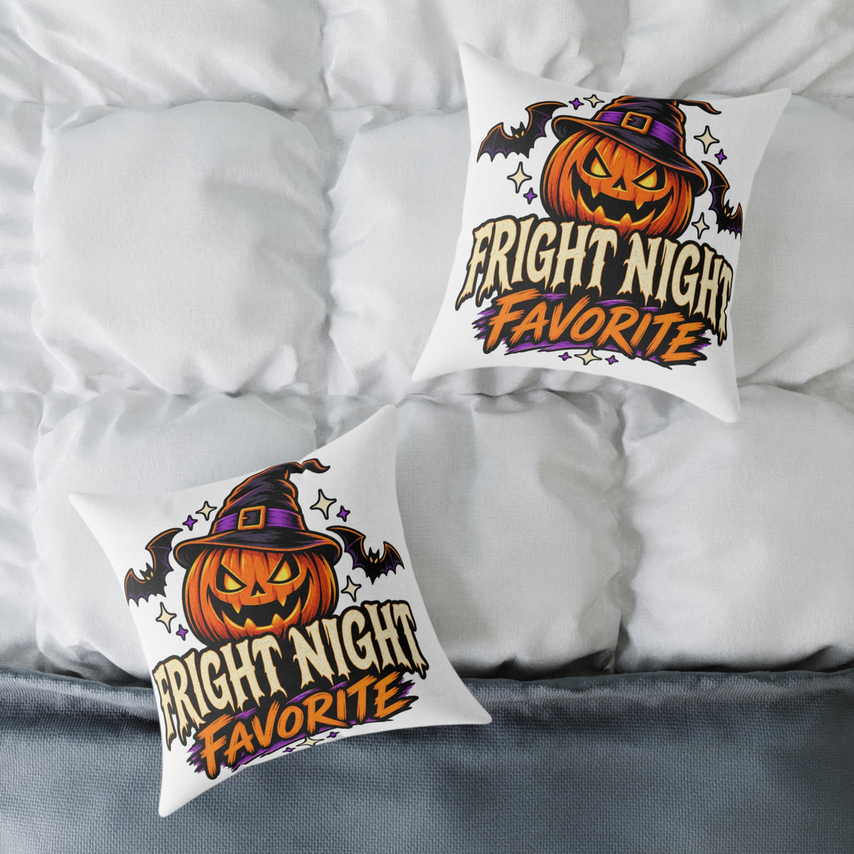 Halloween Pumpkin 'Fright Night Favorite' Square Pillow