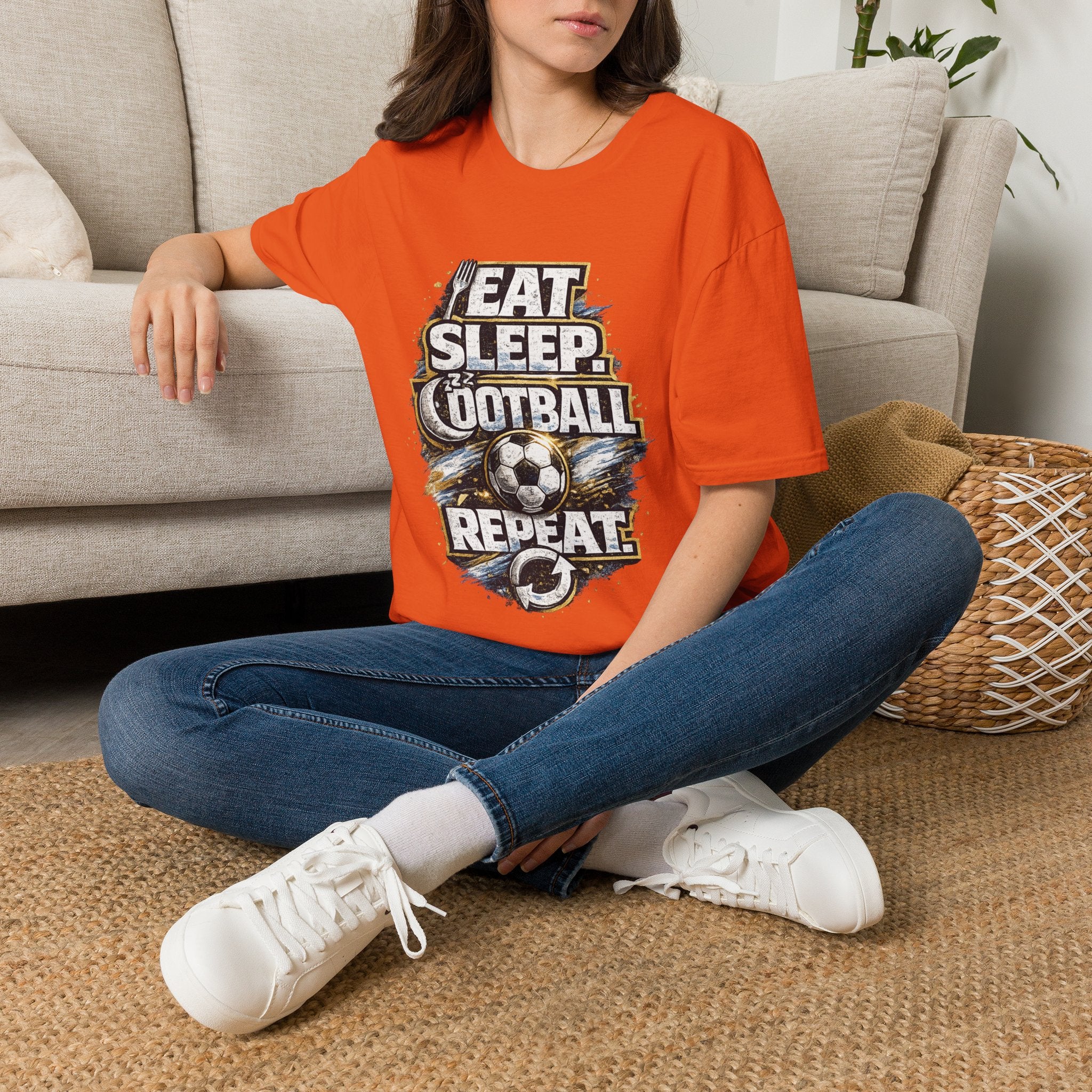 Football 'Eat Sleep Football Repeat' T-Shirt — Vintage Soccer Fan Tee
