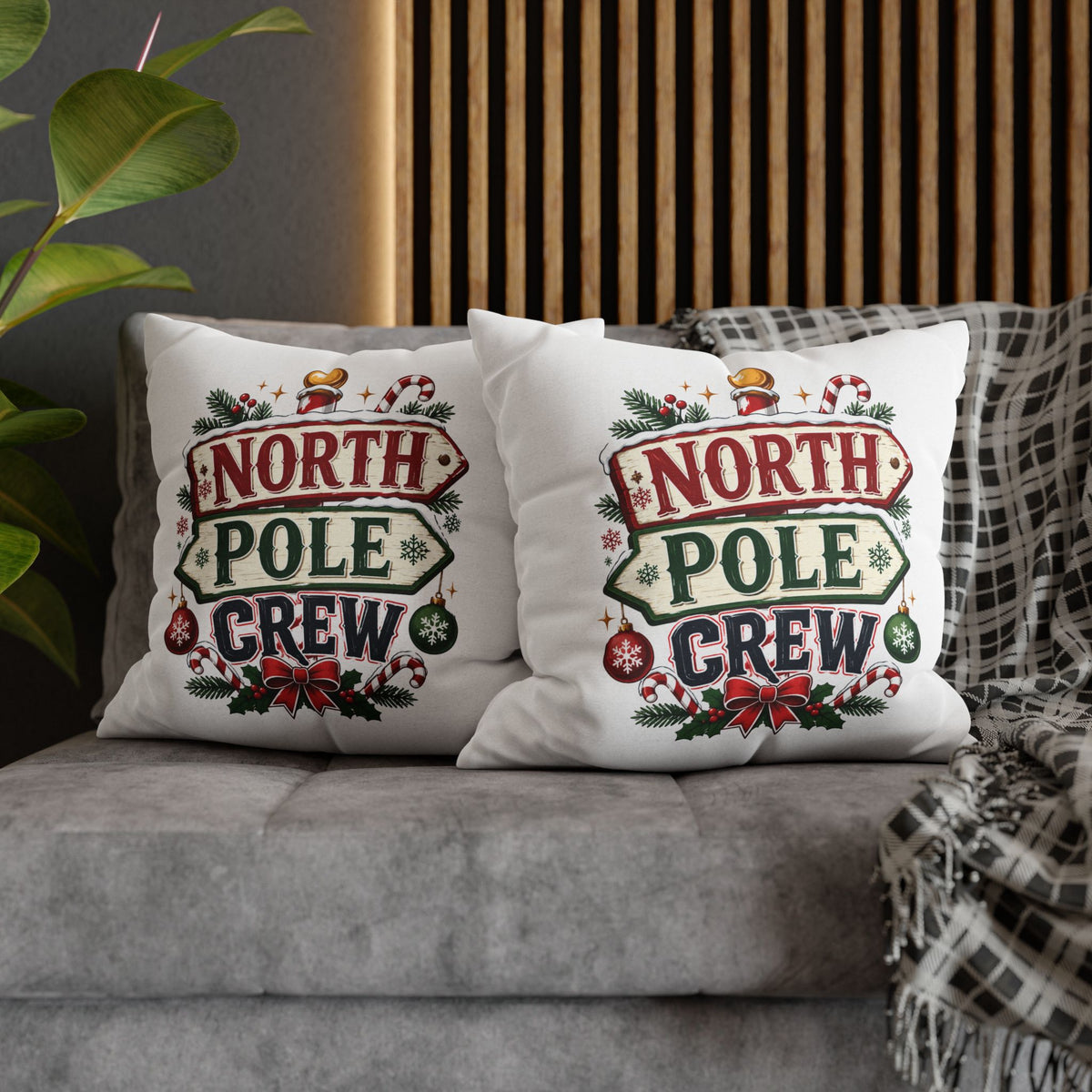 Christmas North Pole Crew Holiday Pillowcase — Christmas Decorative Throw Pillow