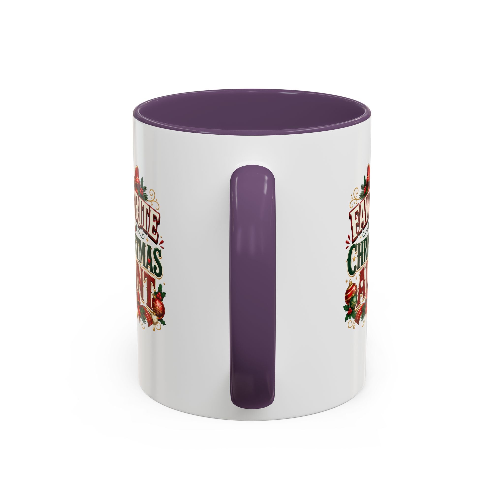 Christmas Aunt Coffee Mug — "Favorite Christmas Aunt" Accent Holiday Mug