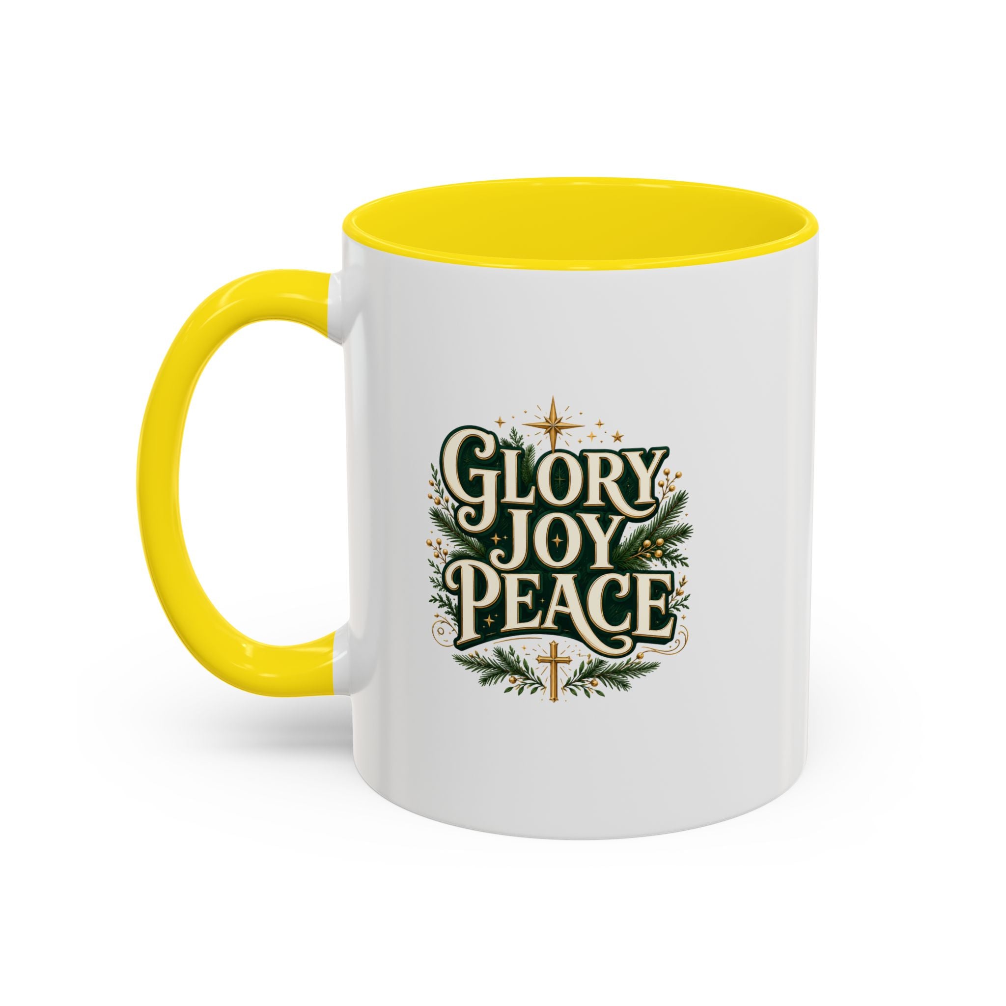 Glory Joy Peace Christmas Coffee Mug - Holiday Scripture Accent Mug