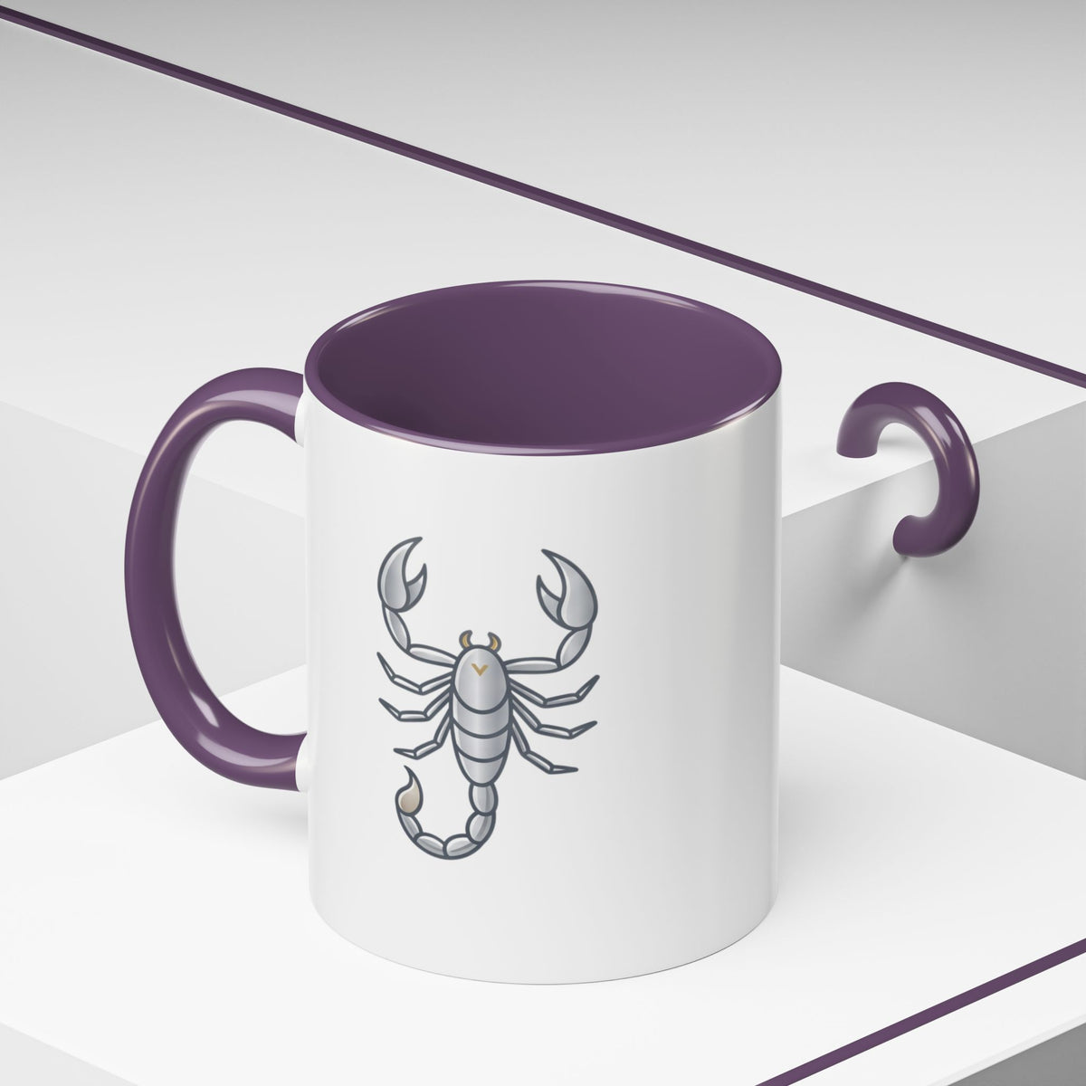 Scorpio Zodiac Accent Coffee Mug — Silver Scorpion Astrology Gift