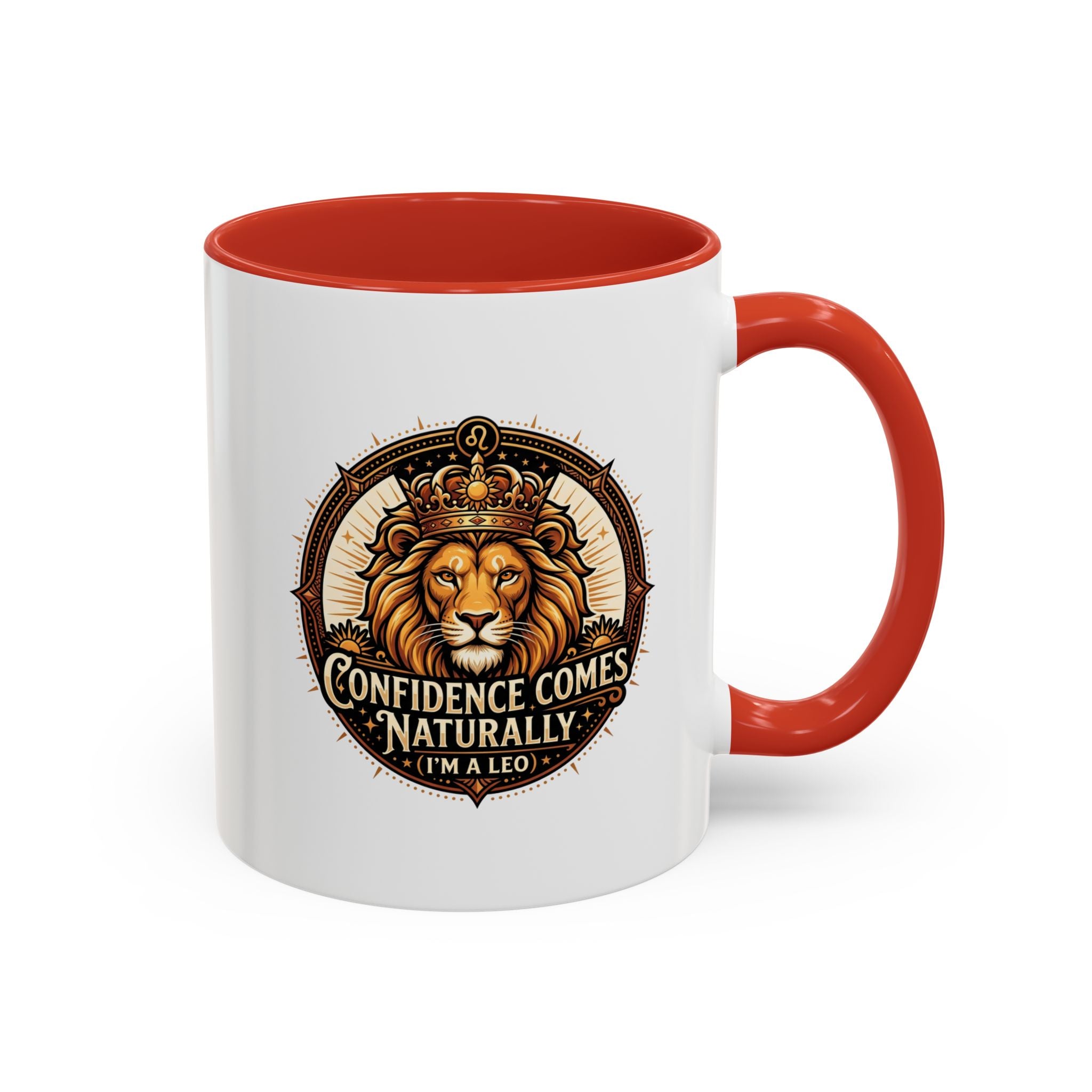 Lion Zodiac Coffee Mug - "Confidence Comes Naturally" Accent Mug (11/15oz)